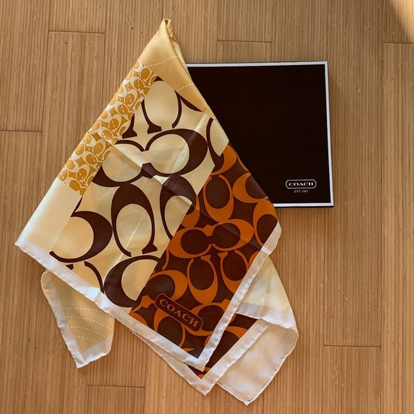 Coach Signature Silk Scarf - Picture 1 of 2